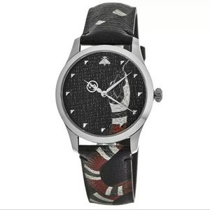 Gucci Le March Des Merveilles Unisex Leather Watch, Black